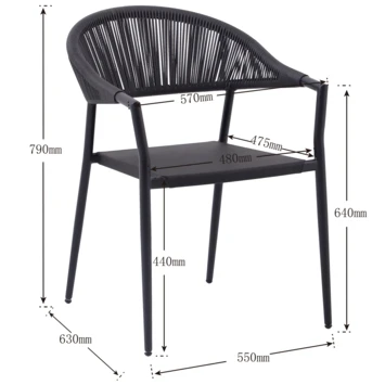 Stoel Lavandou Zwart 2 Stoel Lavandou Zwart - Afbeelding 2