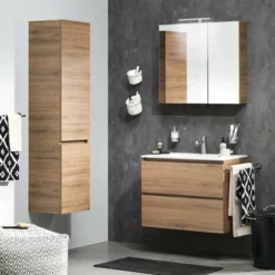 Tiger Karlo Badkamermeubel 60 Cm Chalet Eiken Met Wastafel Hoogglans Wit -SKIL WINKEL 123 1486