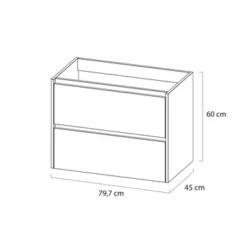 Tiger Reverse Meubelset 80 Cm Met 2 Lades Chalet Eik / Mat Zwart Inclusief Oval Wastafel Mat Zwart -SKIL WINKEL 123 1542