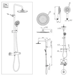 Tiger Regendoucheset Akcent Met Thermostatisch Kraan Zwart -SKIL WINKEL 123 1698