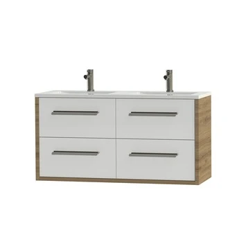 Tiger Badkamermeubel Boston 120cm Chalet Eik/wit Met Grepen RVS 3 Tiger Badkamermeubel Boston 120cm Chalet Eik/wit Met Grepen RVS - Afbeelding 3