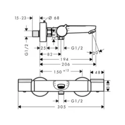 Hansgrohe Thermostatische Badkraan Versostat2 Chroom 15 Cm 5 Hansgrohe Thermostatische Badkraan Versostat2 Chroom 15 Cm -SKIL WINKEL 123 1910