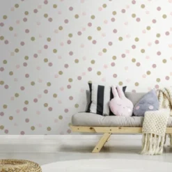Superfresco Easy Vliesbehang Polka Stippen Roze-goud (108565) -SKIL WINKEL 123 450